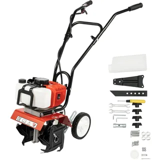 52CC Gartenfräse Benzin,1700W 2-Takt-Rasenboden bodenhacke Grubber Motorhacke Benzin Leichter kompakter,4 robuste Messer,Arbeitsbreite 30 cm,7000r/min, für Kultivierung,Bodenbearbeitung, Lockerung