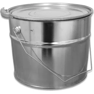 plasteo 6 Liter Weißblecheimer Hobbock inkl. Deckel mit Spannring Stabiler Metalltragegriff Luft und Flüssigkeitsdicht Robust und Stapelbar