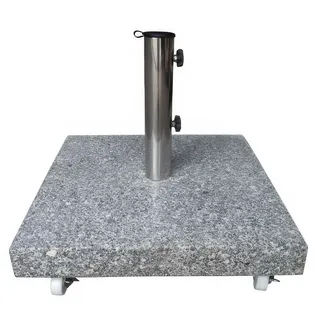 Schirmständer Granit mit Rollen - 50 x 50 x 40 cm - Farbe: Granit - Sonnenschirmständer inkl. 3 Adapterringen und vier Rädern - Gewicht: 50 kg