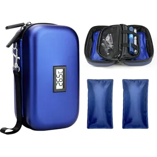 Dytabepl Insulin Kühltasche, 24h Medikamenten Kühlbox für Reisen, Insulin Pen Tasche mit 2 Eispackungen, Diabetes Notfalltasche Insulin-Kühlbox Reisetasche mit Thermometer Temperaturanzeige