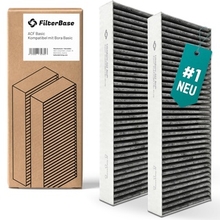 filterbase D&D Living Aktivkohlefilter für Bora Basic, BAKFS Umluft Filter, kompatibel zu BIU BHU BFIU, schwarz (2er Pack) | Schwarz