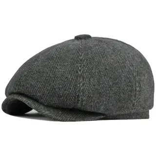 Sporty Flat Cap Winter Flat Cap Schirmmütze mit Ohrenklappen Herren Schiebermütze schwarz XL (59-61)