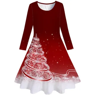 weihnachtskleid mädchen,weihnachtskleid,Kleider für mädchen,weihnachtskostüm Kinder,Weihnachten,weihnachtsoutfit,weihnachtskleider,weihnachtsmann,weihnachtskostüm,Langarm,weihnachtsanzug,Rot,XL