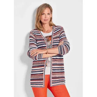 GOLDNER Luftige multicolore Strickjacke cremeweiß/pfirsich 48