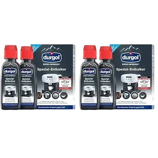 durgol swiss espresso Spezial-Entkalker – Kalkentferner für Kaffeemaschinen aller Typen und Arten – Einfache Reinigung ohne Einwirkzeit & Rückstände – Deutsche Version – 2x125ml (Packung mit 2)