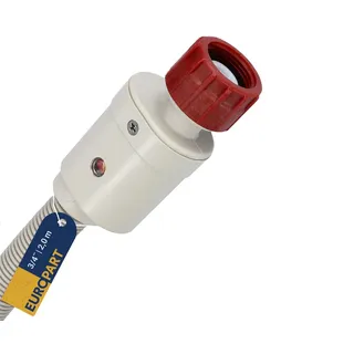 Europart 10071951 Zulaufschlauch Warmwasser 2,0m 3/4" 90°C mit Aquastop Sicherheitsventil Universal für Waschmaschine Geschirrspüler