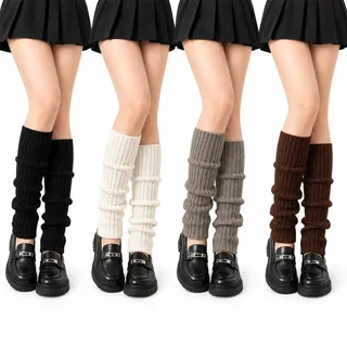 Vinfyiin 4 Paar Stulpen Damen, Leg Warmers, Beinstulpen, Legwarmers | Warme Beinstulpen Strick in 4 Farben für Herbst, Winter Alltag, Tanz und Cosplay - Einheitsgröße