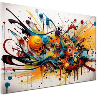 Kunst abstrakt Wandbild Leinwandbild bunt Kunstdruck XL Wanddeko Größe 150x100x4cm