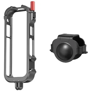 LICHIFIT Aluminium-Legierung Utility Frame Cage + Silikon Objektivschutz Abdeckung für Insta360 X4 Cold Shoe Metallblende Halterung
