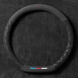 LJLBFB Lenkradbezug für Audi Q2 Q3 Q4 Etron Q5 Q7 Q8 8U, Mikrofaser-Wildleder Steering Wheel Cover Lenkradschutz Auto Lenkradbezug Dünn Universeller Durchmesser 38 cm,A/D-1