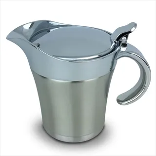 Gravidus Edelstahl Thermo Sauciere, Soßenkanne mit Klappdeckel (400ml) - Doppelwandig Ideal zum Abendessen, Restaurants, Partys und zu Weihnachten