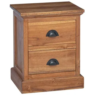 vidaXL Nachttisch mit Schubladen Natur 40 x 30 x 50 cm Massivholz Teak