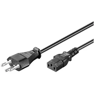 PremiumCord Netzkabel 230V 2m, Stromkabel mit Schweiz Stecker auf Kaltgerätebuchse C13, IEC 320, PC Netzkabel 3 Polig, Farbe schwarz