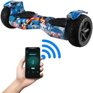 ROBWAY X2 Hoverboard | 700 Watt - 8,5 Zoll - 15 km/h - App - Bluetooth - LEDs - Erwachsene & Kinder - Self-Balance - Bis 120 kg (Woodland Camo 2.0) - Grün