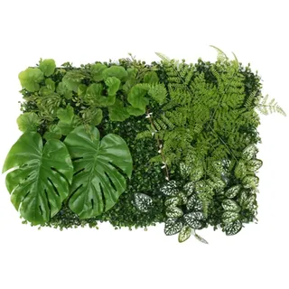 Künstliche Pflanzenwand, 40X60 cm Kunstpflanzen zur Wandmontage, Garten Sichtschutz Dekozaun, Realistische Künstliche Grüne Pflanzen Paneele, Künstliche Pflanzwand Dekor für Wand, Balkon, Garten (A)