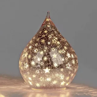 Formano Deko-Tropfen Rose-Gold Sterne LED-Licht Glas Crackle formano Weihnachtskugeln