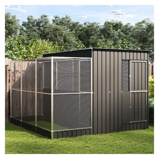 vidaXL Voliere mit Erweiterung Silbern 290x303x216 cm Stahl