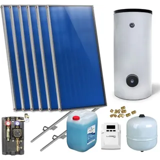 Sunex Flachkollektoren Warmwasser Solarpaket 6 Kollektoren Speicher Flachkollektor