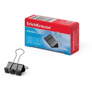 Erich Krause Foldback Klammern 15mm Metall Briefklammern Schreibtischzubehör 12 Stück Schwarz