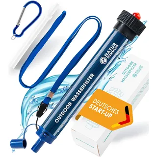 naturbummler Wasserfilter Outdoor [Filtert 99,99 % aller Bakterien] mit Karabiner & Trinkhalm – Trinkwasserfilter für Survival, Camping & Notfall – Wasseraufbereiter Trinkwasser