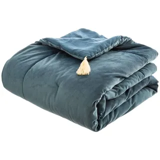 Atmosphera - Steppdecke Sonia aus Samt - blau 80 × 180 cm - Blau