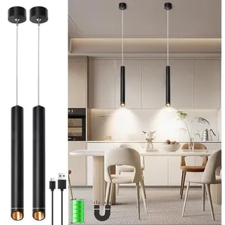 Pendelleuchte Akku 6000mAh Magnetische Hängelampe mit Batterie Wiederaufladbar Dimmbar LED Hängeleuchte Höhenverstellbar Zylinder Innen Beleuchtung für Esstisch Kücheninsel Bar Nachttisch Schlafzimmer