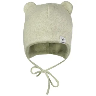 Maximo GOTS Baby-Mütze,Baumwollfleece Öhrchen, Bindeband, doppelt Made in Germany Baumwollfleece - Baby's Mütze mit - Mütze Gr 33-37 cm beige