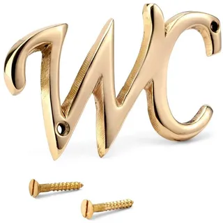 Nklaus Türschild WC aus Messing gold Toilettenschild 9,5x5cm Dekoration Schilder 11757