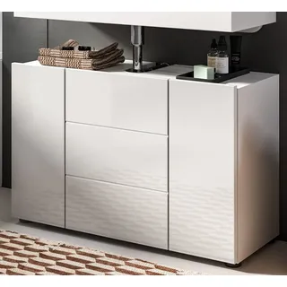 Inn.Furn Waschbeckenunterschrank Larik (Badschrank in Weiß Hochglanz, Breite 80 cm) mit 4 Fächern weiß