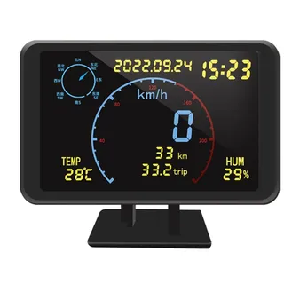 Irfora Digitaler GPS-Tachometer-Kilometerzähler, 4,7-Zoll-LCD-Display, HUD-Display mit Übergeschwindigkeitsalarm für alle 5-24-V-Fahrzeuge