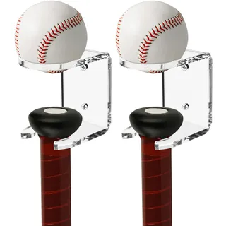 JUMRHFAN 2 Stück Wandhalterung für Baseball-Aufbewahrung, Acryl-Baseballschlägerhalter, Sportgeräte-Organizer zur Präsentation von Schlägern und Bällen zu Hause oder im Baseballstadion (Sauber)