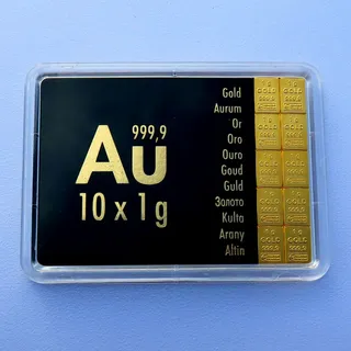 Goldtafel 10 x 1g "Au International" (Motivbox)