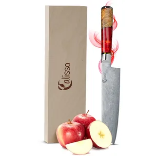 Calisso Santoku 67 Lagen Damaststahl - Damastmesser, Küchenmesser, japanisches Messer, Kochmesser