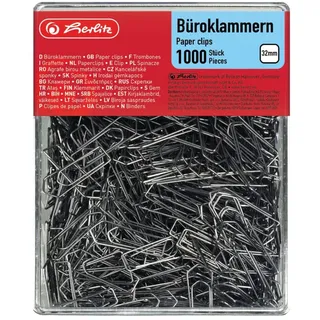 Herlitz Büroklammer 32mm verzinkt, 1000 Stück