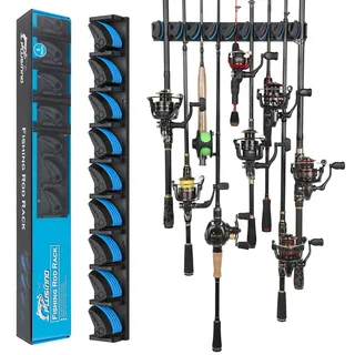 PLUSINNO Vertikaler Angelrutenhalter, Wandmontage, Angelrutenhalter für bis zu 18 Ruten oder Kombinationen, Angelrutenhalter für Garage, passend für die meisten Ruten mit einem Durchmesser von 3-19 mm