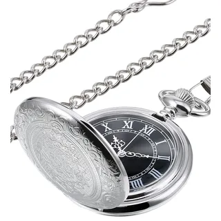 Hicarer Herren Analog Quarz Taschenuhr (Silber)