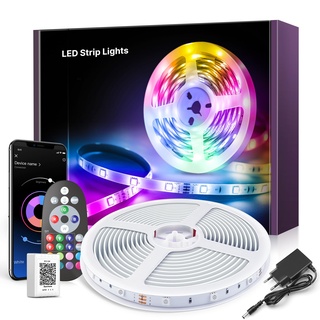 Mexllex LED Strip 30m,Bluetooth LED Streifen,RGB Farbwechsel LED Lichterkette 30M mit Steuerbar via App, 16 Mio. Farben, Fernbedienung, Sync mit Musik, LED Band für Schlafzimmer TV Zuhause Schrankdek