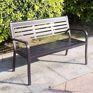 Große Terrassenbänke im Freien, Gartenbank mit rostfreiem Aluminium-Stahl-Metallrahmen, Sitzgelegenheiten auf der Terrasse für die Veranda, Park, Außenmöbel, Dekoration ( Color : Black , Size : With b