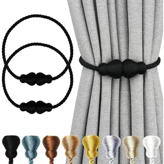 Agger Raffhalter Magnetische Raffhalter 2 Stück für Vorhänge – Dekorative Seil, (2-tlg), Raffhalter mit Magnetverschluss für Innen- und Außenbereich schwarz