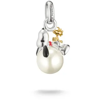 THOMAS SABO Charm-Einhänger THOMAS SABO x Peanuts Snoopy/Woodstock Santa Edition - Connect, mit Perle (imitiert) gelb|goldfarben|rot|schwarz|silberfarben|weiß