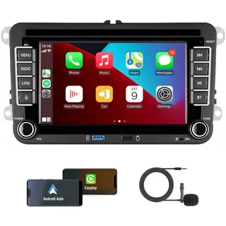 KTTCORLP Linux Autoradio Mit Bildschirm für Golf 5 6 VW Polo 6R T5 Passat Touran Seat mit Navi FM/AM, WLAN, Apple Carplay, Android Auto, Lenkrad Strg, DAB AutoTouch Display 7 Zoll