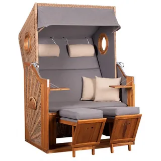 deVries Strandkorb Trend 45 PE walnut Des. 751 mit Bullaugen 120 x 80 x 155 cm