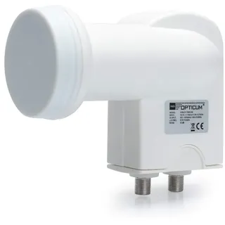 RED OPTICUM Robust Twin LNB I Hitze- & kältebeständiger Digital-LNB 2-fach mit nur 0.1dB Rauschmaß und ausziehbarem Wetterschutz I Full HD - 3D - UHD - 4K Ready I Twin LNB für 2 Teilnehmer weiß