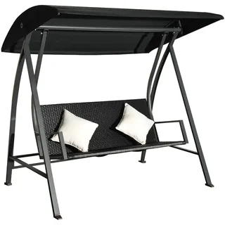 Outsunny Hollywoodschaukel Polyrattan schwarz 3-Sitzer