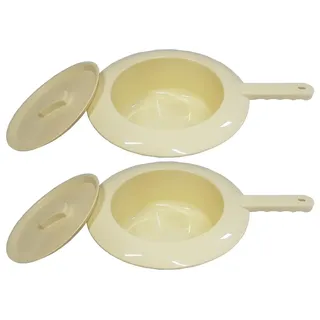 2x FabaCare Medizinische Pflege-Bettpfanne für Erwachsene aus Kunststoff, Bettpfanne, Toilettentopf, Mobile Toilette, Zimmertopf, Stechpfanne, Töpfchen, Stechbecken, Nachttopf, Mobiles WC, Doppelpack