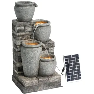 Teamson Home Solar-Gartenbrunnen, Grau, Kunststoff, 40x79x35 cm, Gartenzubehör, Gartendeko