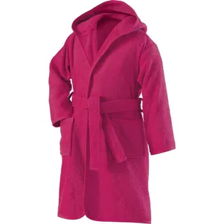 Erwin Müller Kinder-Bademantel mit Kapuze Uni Frottier Fuchsia Größe 110/116 - weich, flauschig, saugstark, mit Bindegürtel und Taschen, 100% Baumwolle