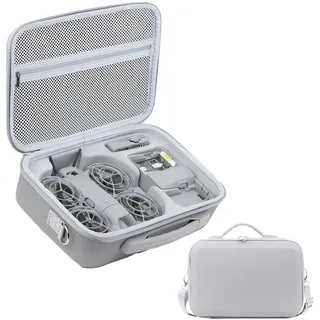 TEHAOUU Schulter-Aufbewahrungstasche, kompatibel mit DJI NEO 2, Standard-3-Batterie-Tragetasche mit Gitterfach, Drohnen-Zubehör-Organizer (Grau)