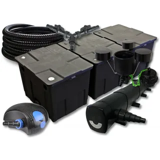 SunSun Komplettset: CBF-350C Teichfilter bis 90000 L Teichfilteranlage, CTF-12000 Teichpumpe 12000l/h 100W, CUV-272 Teichklärer 72W, 25m Teichschlauch 25 mm, CSP-250 Skimmer 2500l/h 45W, Y-Verteiler