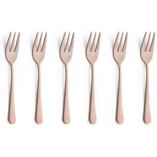 Amefa AUSTIN Kuchengabel Set 6-teilig | 6 Stück mit PVD Kupfer satiniert | 14,3 cm | rostfrei & spülmaschinenfest